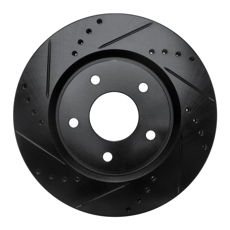 Nissan Sentra Brake Rotor (1) - Front Left - R1 Concepts - Drilled & Slotted - Black - `07-`15